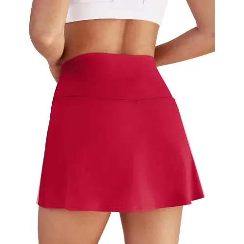 DLOODA High Waist Tennis Skort with Pockets, Red, view 5