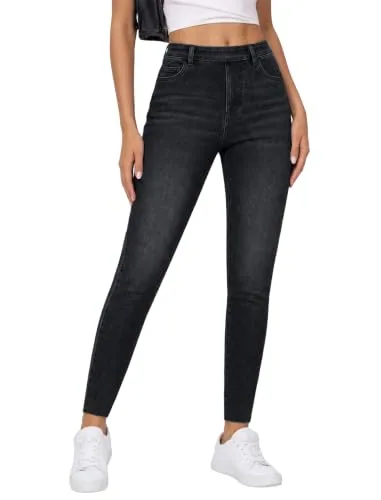 DLOODA High Waist Jeans with Pockets, Dark Grey