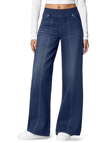 DLOODA High Waist Wide Leg Jeans, Dark Blue