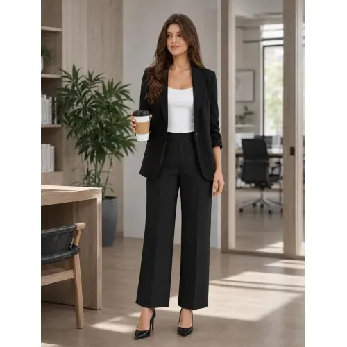 DLOODA Work Wide Leg Pants, Black, view 3