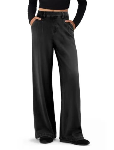 DLOODA High Waist Denim Wide Leg Jeans, Dark Grey