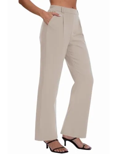 DLOODA High Waist Work Straight Leg Pants, Khaki