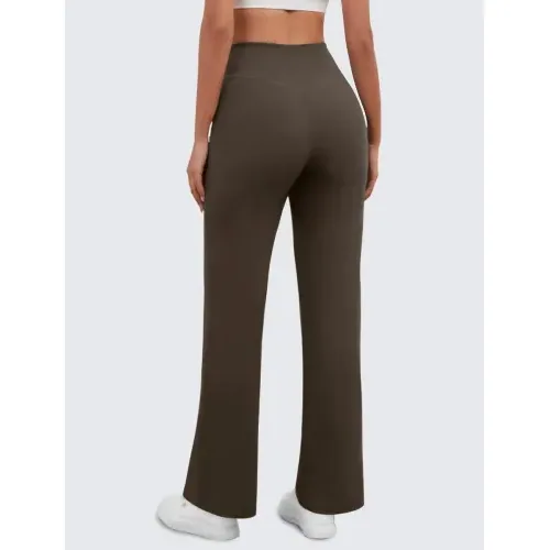 DLOODA High Waist Yoga Sweatpants Crossover, with Pockets, Brown, view 4