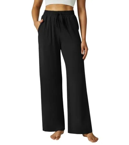 DLOODA High Waist Lounge Drawstring Sweatpants, Black