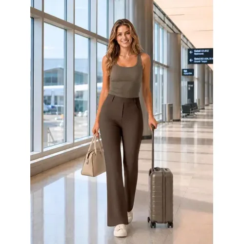 DLOODA Work Flare Pants, Brown, view 4