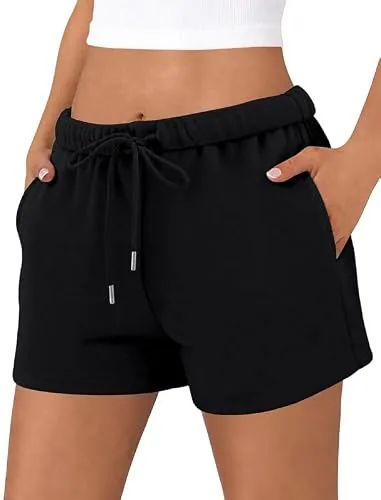 DLOODA Yoga Drawstring Shorts with Pockets, Black