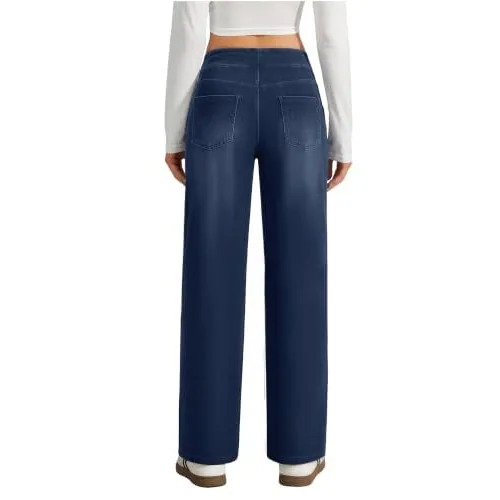 DLOODA High Waist Wide Leg Jeans, Dark Blue, view 5