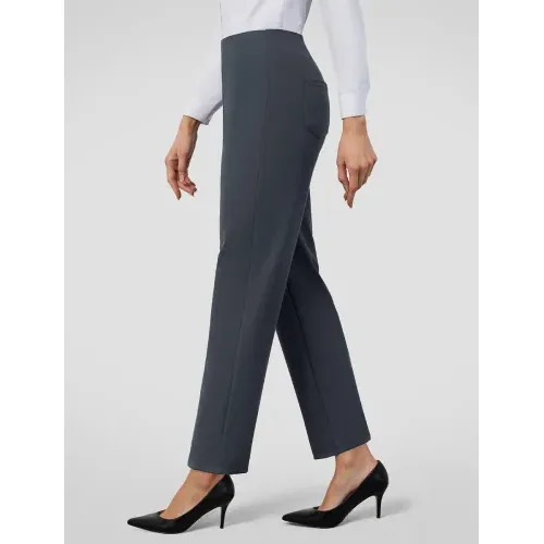 DLOODA High Waist Work Straight Leg Pants with Pockets, Dark Grey, view 2