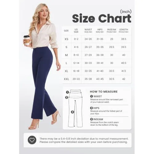 DLOODA High Waist Work Bootcut Pants with Pockets, Navy, view 6