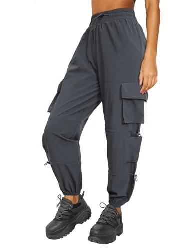 DLOODA Hiking Baggy Cargo Joggers with Pockets, Dark Grey