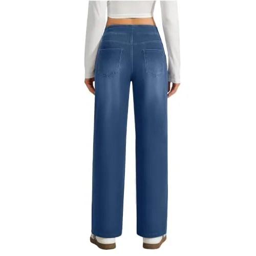 DLOODA High Waist Wide Leg Jeans, Medium Blue, view 5