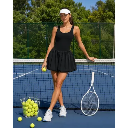 DLOODA Tennis Dress with Pockets, Black, view 5