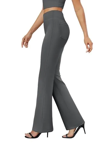 DLOODA Work Bootcut Pants with Pockets, Dark Grey