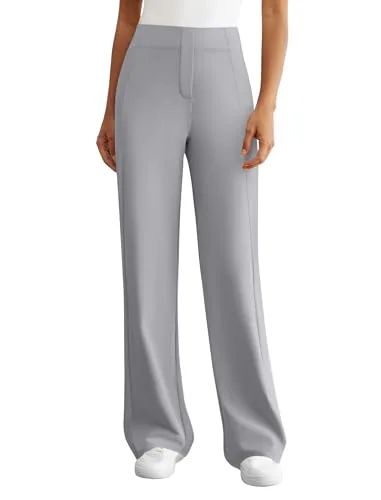 DLOODA Work Wide Leg Pants, Light Grey