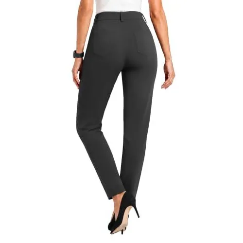 DLOODA High Waist Work Straight Leg Pants, Deep Grey, view 2