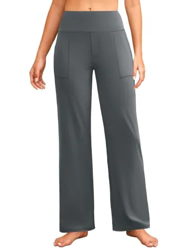 DLOODA Yoga Wide Leg Pants with Pockets, Deep Grey