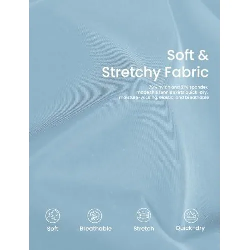 DLOODA High Waist Tennis Skort Crossover, with Pockets, Light Blue, view 4