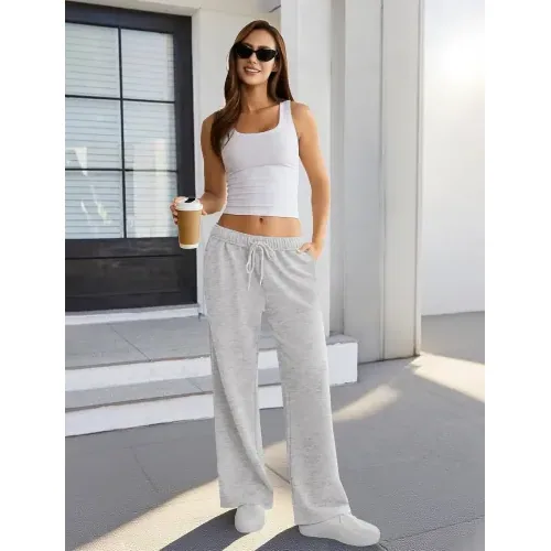 DLOODA Lounge Drawstring Sweatpants, Light Grey, view 2