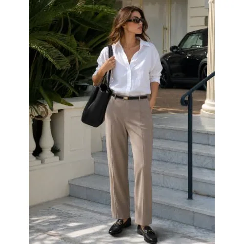 DLOODA Work Wide Leg Pants, Light Coffee, view 4