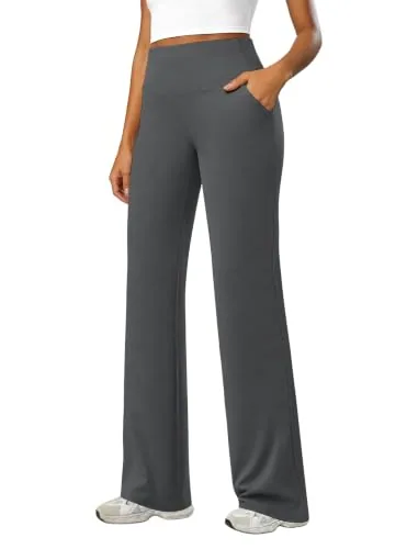 DLOODA High Waist Yoga Wide Leg Pants, Dark Grey