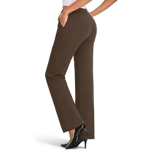 DLOODA High Waist Work Wide Leg Pants, Brown, view 2