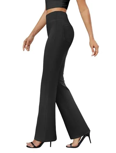 DLOODA High Waist Work Bootcut Pants with Pockets, Black