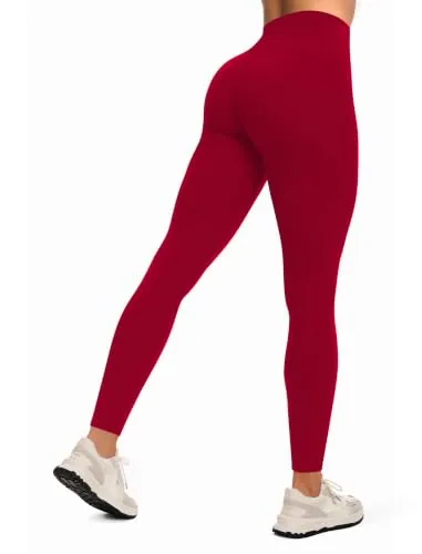 DLOODA High Waist Yoga Leggings, Red