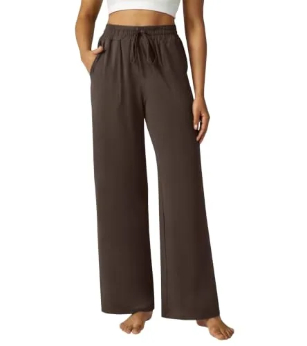 DLOODA High Waist Lounge Drawstring Sweatpants, Brown