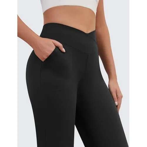 DLOODA High Waist Yoga Sweatpants Crossover, with Pockets, Black, view 2