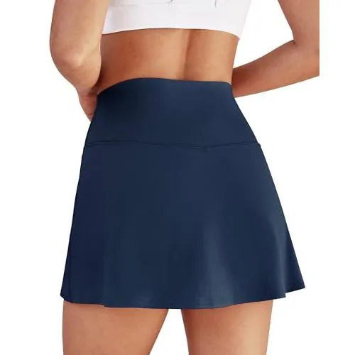 DLOODA High Waist Tennis Skort with Pockets, Navy, view 4