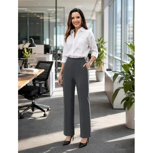 DLOODA Work Wide Leg Pants, Dark Grey, view 4