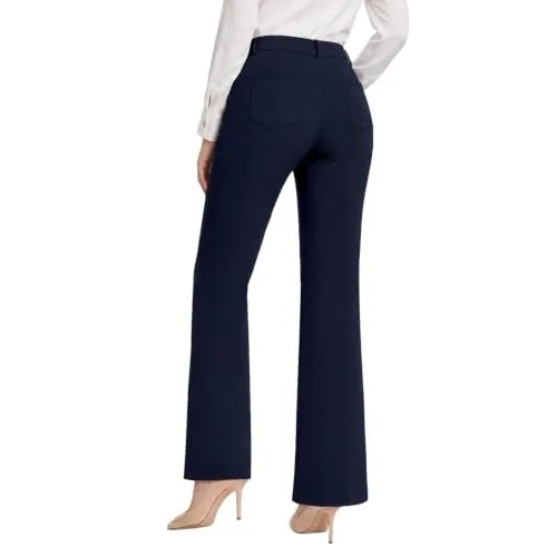 DLOODA High Waist Work Dress Pants with Pockets, Navy, view 2