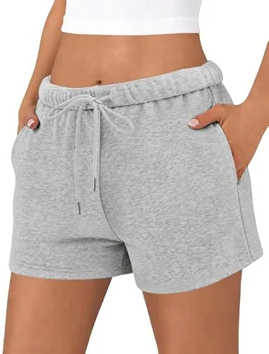 DLOODA Yoga Drawstring Shorts with Pockets, Grey