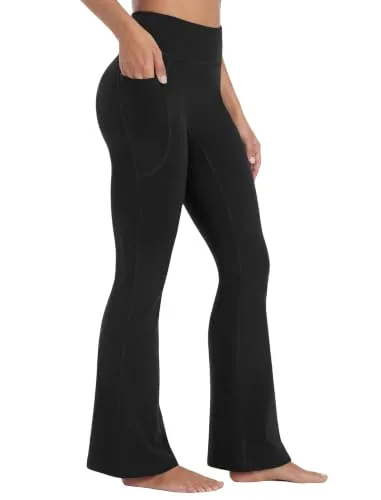 DLOODA High Waist Yoga Flare Leggings with Pockets, Black