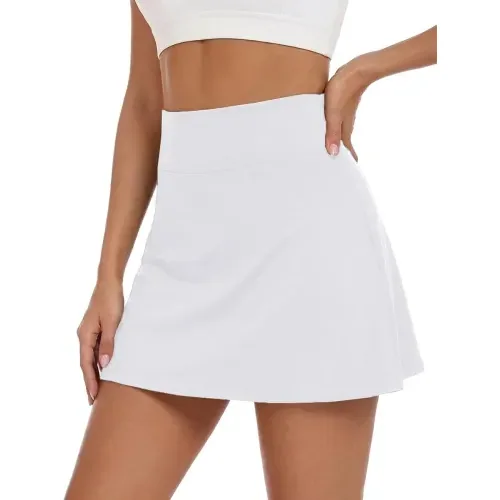 DLOODA High Waist Tennis Skort, White, view 2