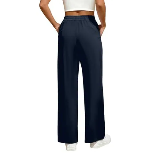 DLOODA High Waist Work Wide Leg Pants with Pockets, Blue, view 2