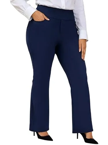DLOODA High Waist Work Flare Pants, Navy