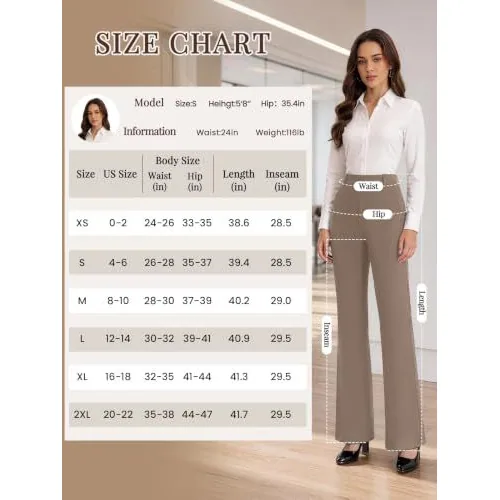 DLOODA High Waist Work Dress Pants with Pockets, Deep Khaki, view 4