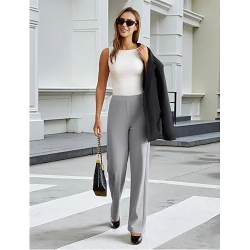 DLOODA Work Wide Leg Pants, Light Grey, view 4