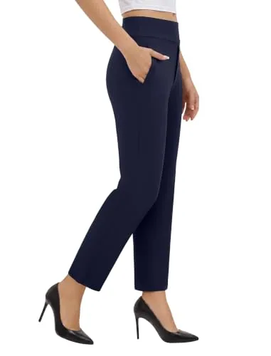 DLOODA High Waist Work Straight Leg Pants, Navy
