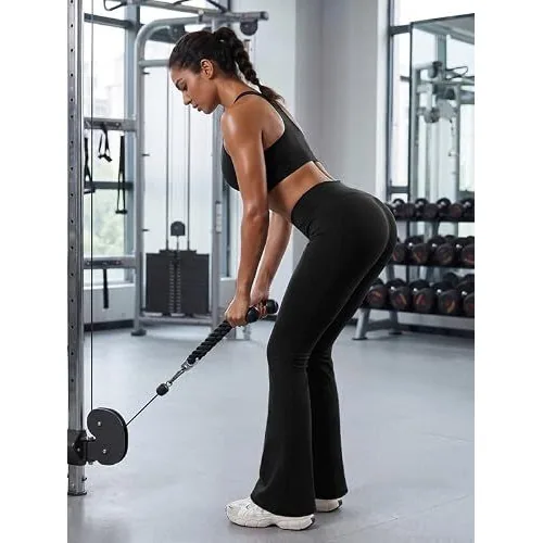 DLOODA High Waist Yoga Flare Leggings Crossover, with Pockets, Black, view 4