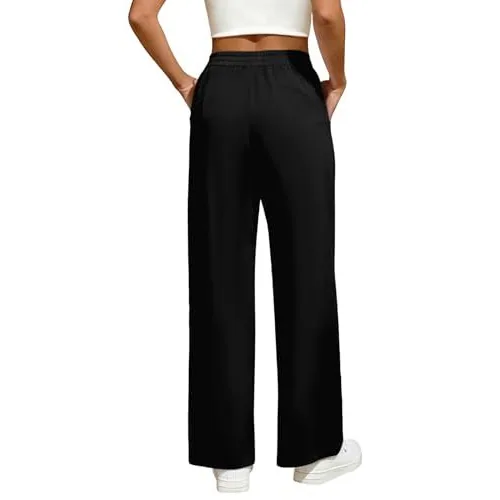 DLOODA High Waist Work Wide Leg Pants with Pockets, Black, view 2