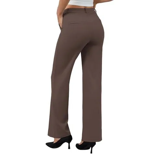 DLOODA High Waist Work Wide Leg Pants, Brown, view 2