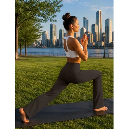 DLOODA High Waist Yoga Wide Leg Pants, Brown, view 3
