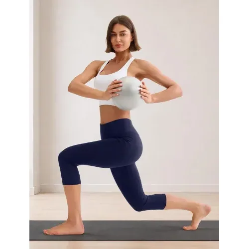 DLOODA High Waist Yoga Capri Leggings with Pockets, Tummy Control, Navy, view 5