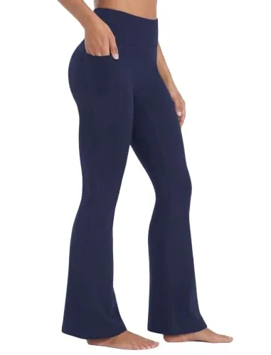 DLOODA High Waist Yoga Flare Leggings with Pockets, Navy