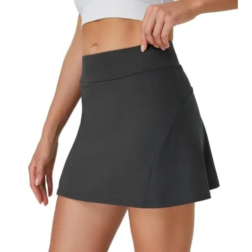 DLOODA High Waist Tennis Skort with Pockets, Deep Grey, view 2