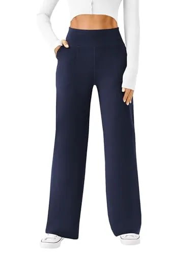 DLOODA High Waist Yoga Sweatpants with Pockets, Navy