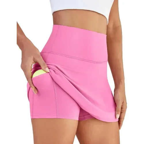 DLOODA High Waist Tennis Skort with Pockets, Pink, view 2