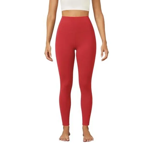 DLOODA High Waist Yoga Leggings with Pockets, Red, view 3